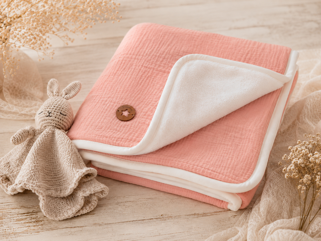 Mantas de muselina forradas en peluche