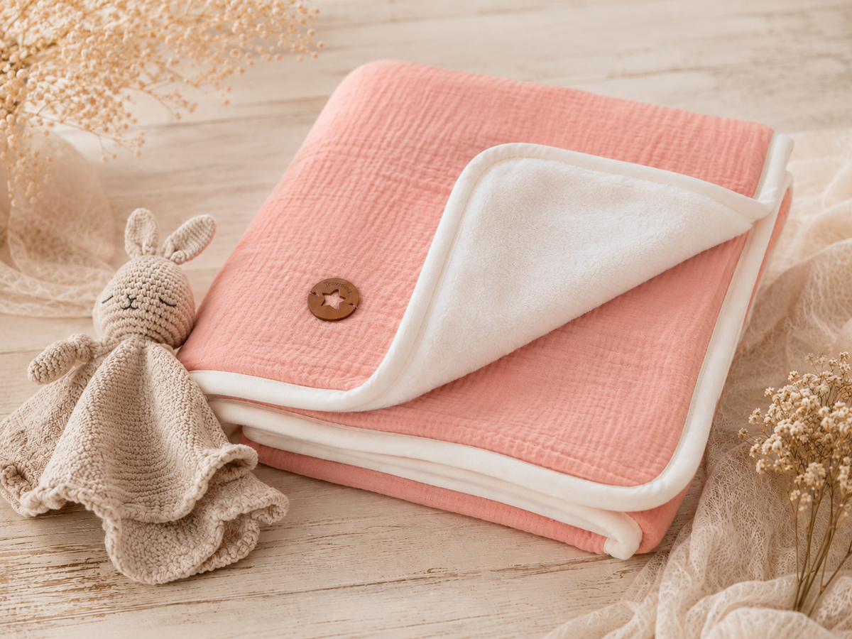 Mantas de muselina forradas en peluche