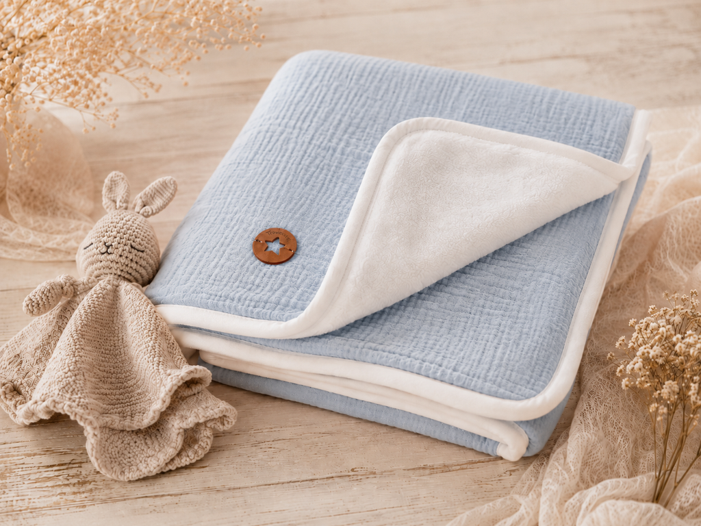 Mantas de muselina forradas en peluche
