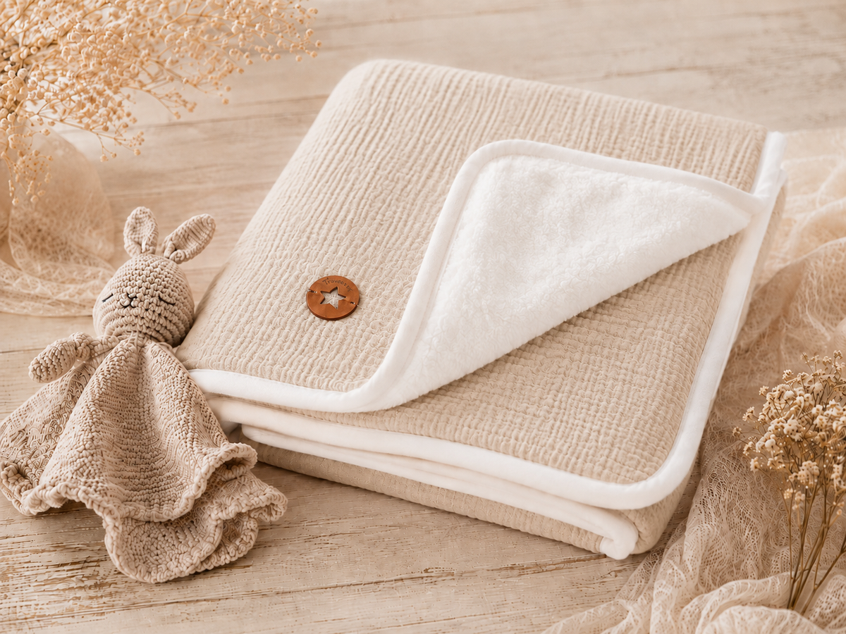 Mantas de muselina forradas en peluche