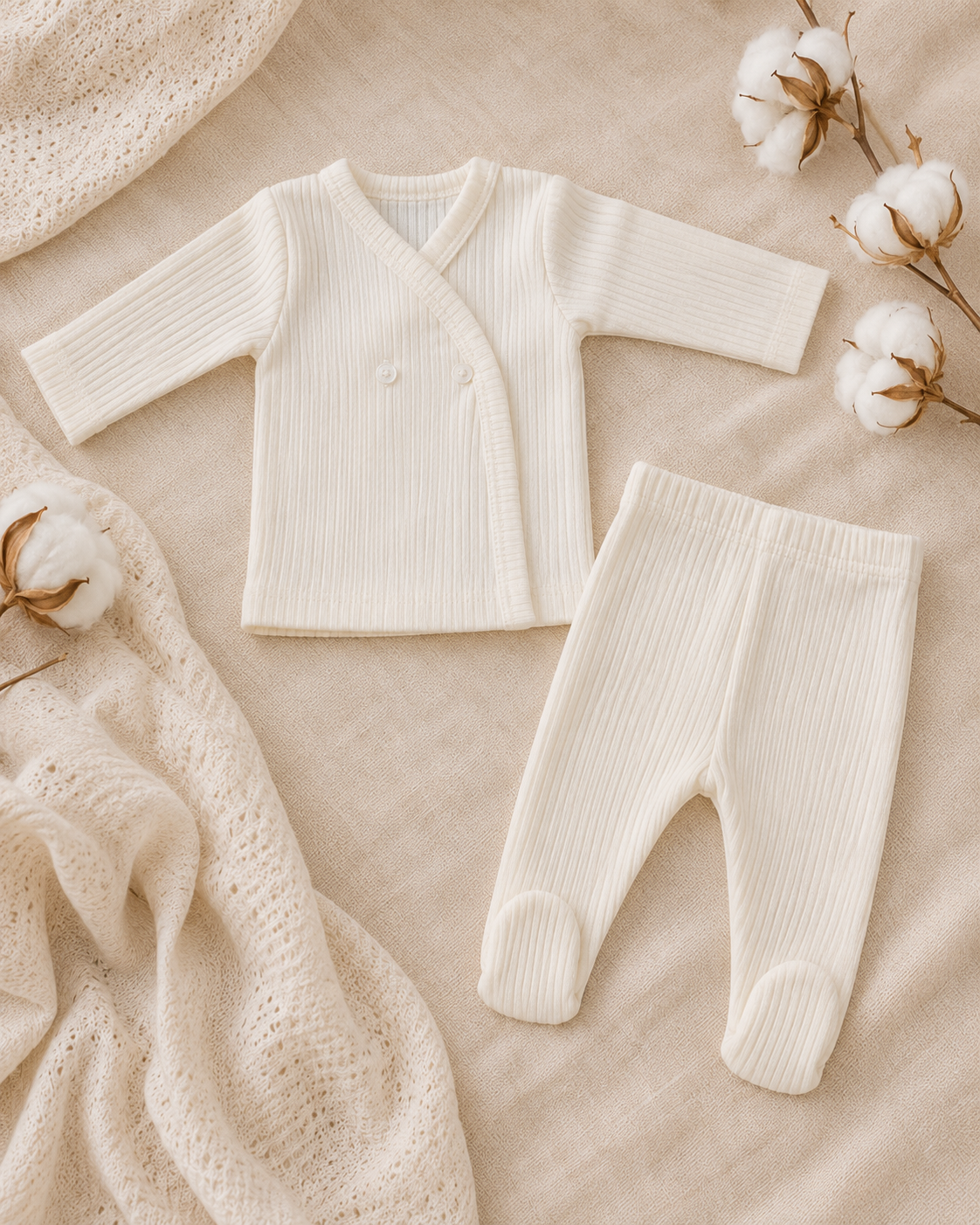 Conjunto bata y pelele en algodón morley NB