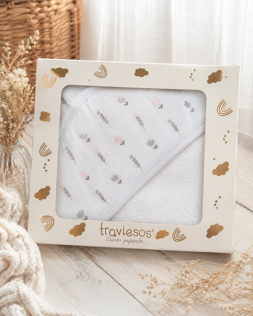 Toallón con capucha estampada para bebé