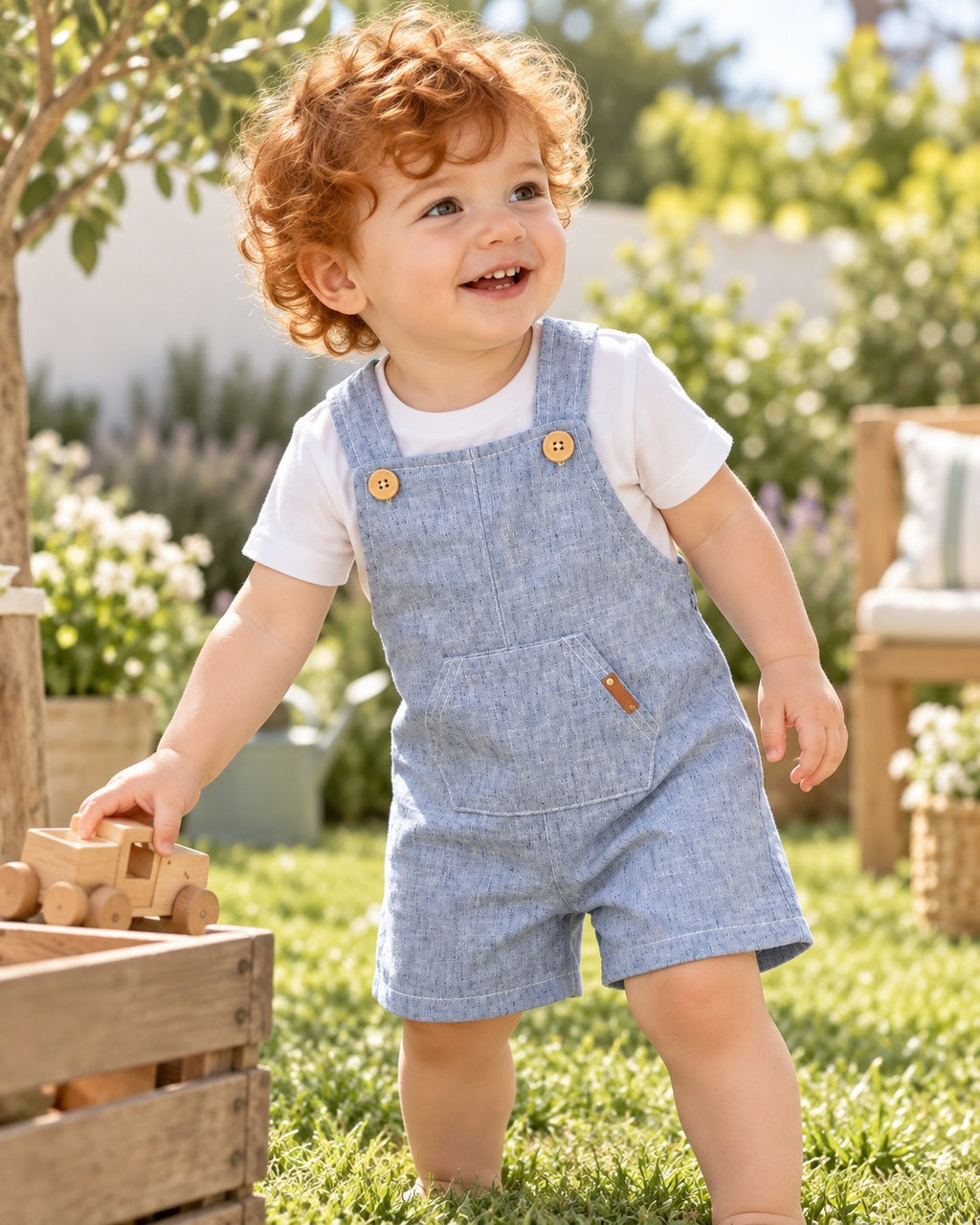 Jardinero cortos lino BBE
