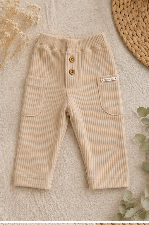Pantalón de morley con bolsillos y botones de coco – MB