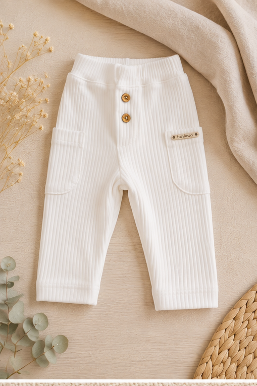 Pantalón de morley con bolsillos y botones de coco – MB